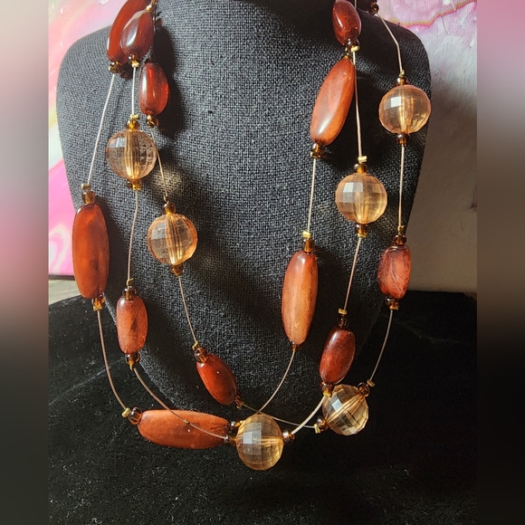 MAHOGANY COLORED 3 STRAND WIRE BEADED CHOKER - Picture 5 of 5
